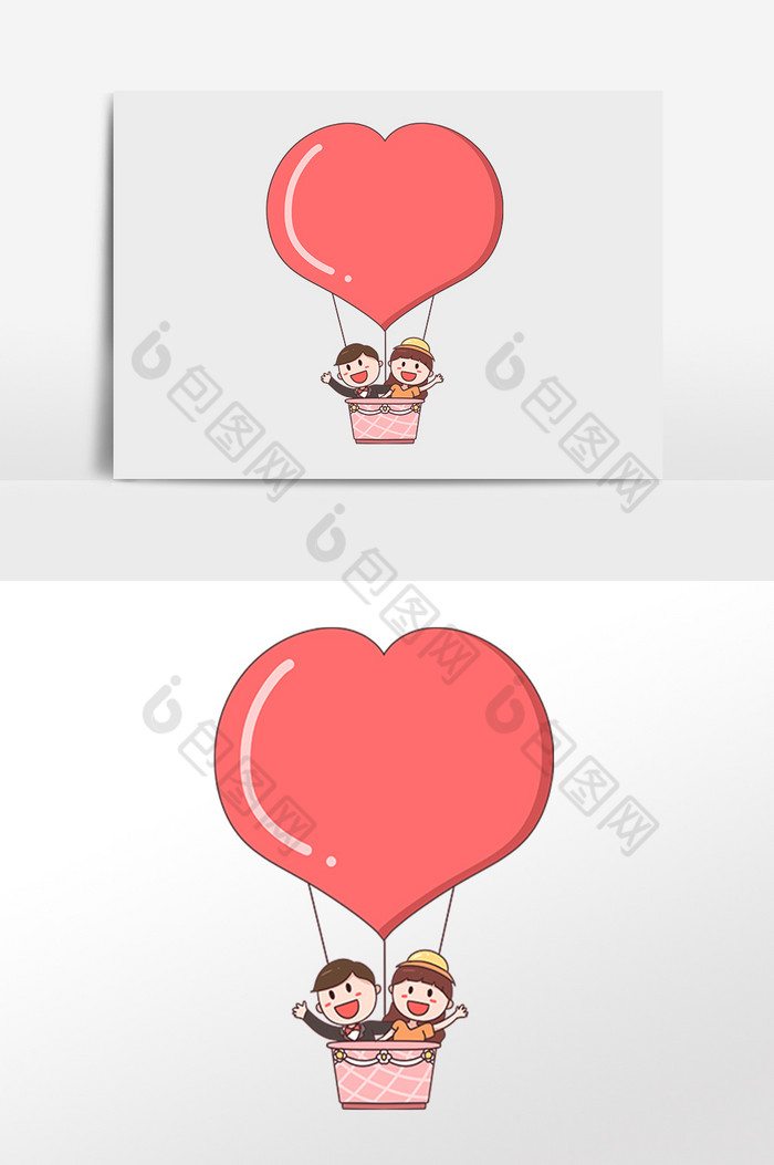 情人节浪漫情侣做氢气球插画图片图片