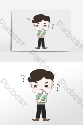 想一想思考事情男孩插画