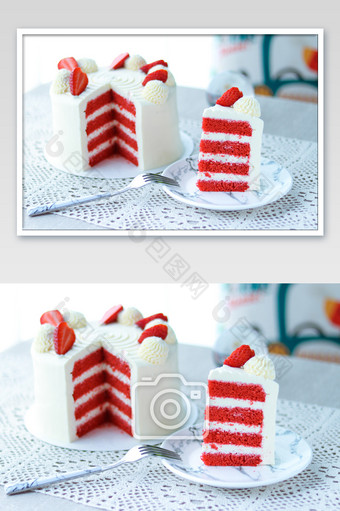 红丝绒蛋糕摄影图片