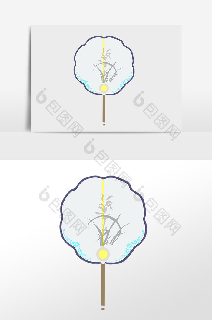手绘中国风古风小物扇子插画