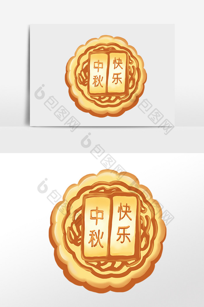 手绘中秋节快乐圆圆月饼插画