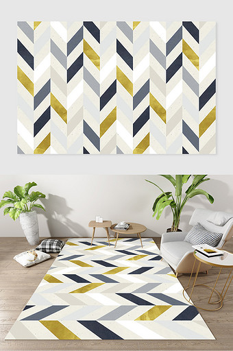 北欧风宜家小清新几何色块客厅卧室地毯图案图片