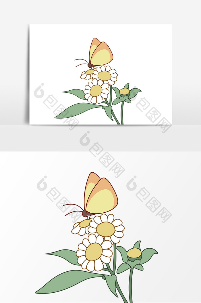蝴蝶花朵手绘形象元素