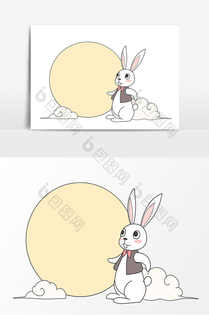中秋节玉兔手绘卡通元素