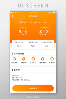橙色时尚信用贷款提升信用UI移动界面