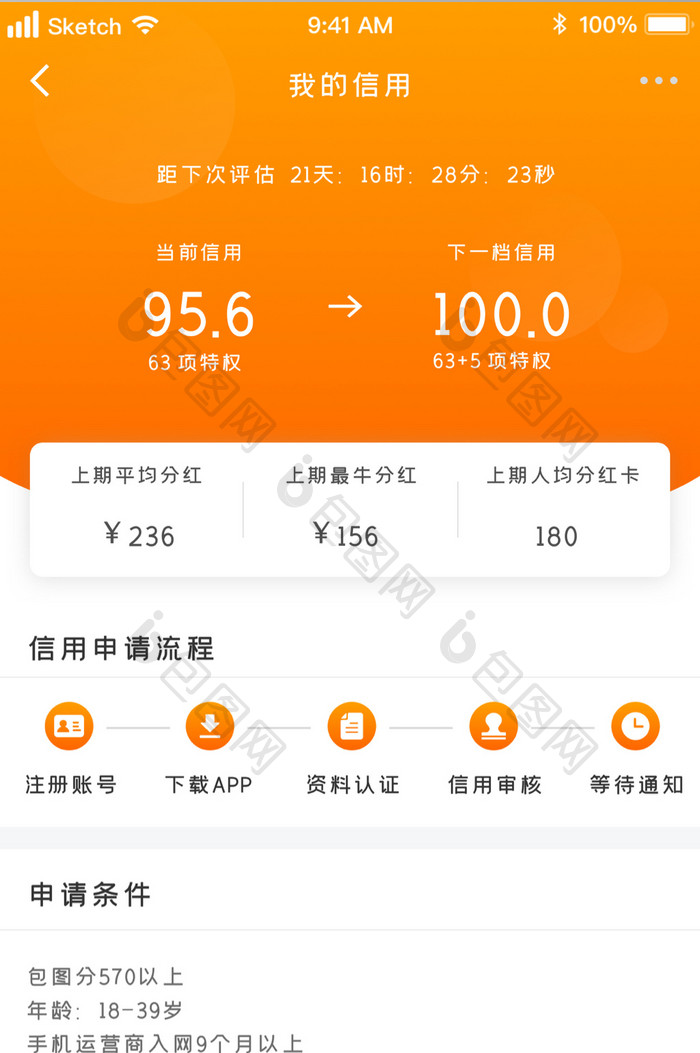 橙色时尚信用贷款提升信用UI移动界面