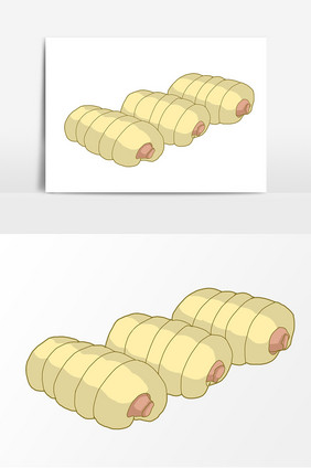 烤肠馒头手绘卡通形象元素