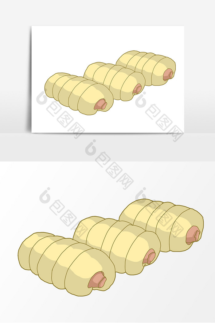 烤肠馒头手绘卡通形象元素