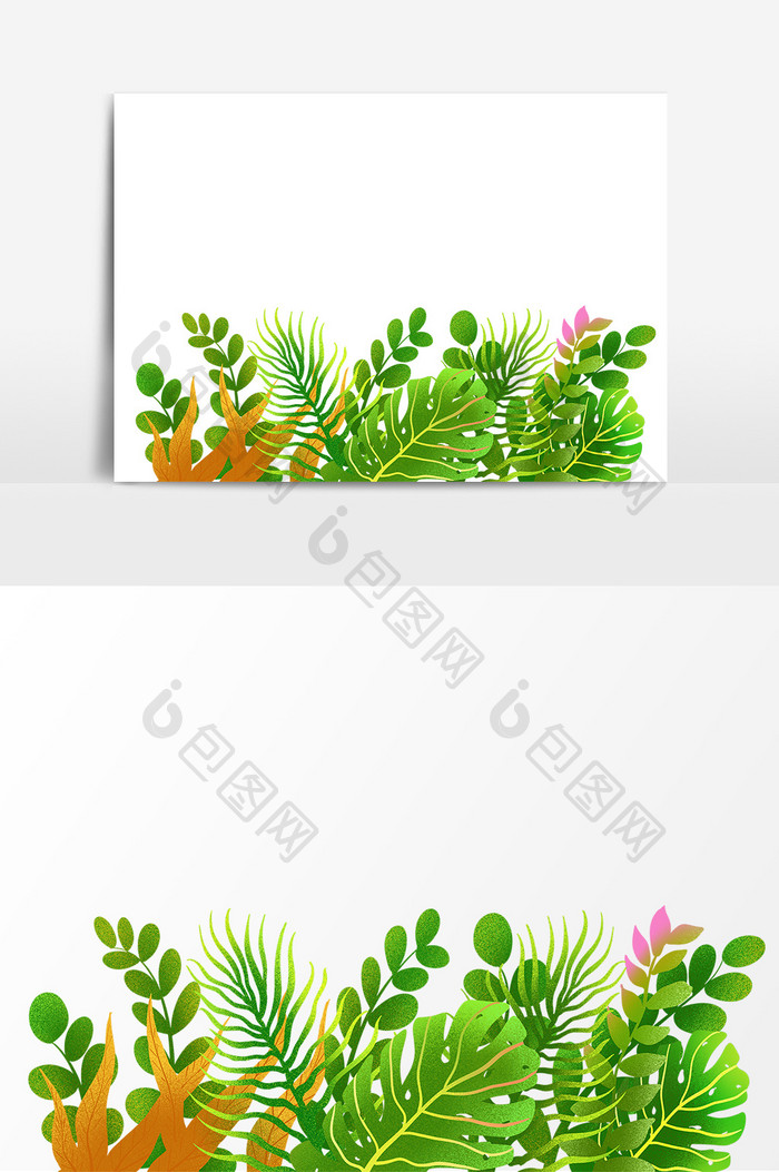绿植树叶手绘卡通形象元素