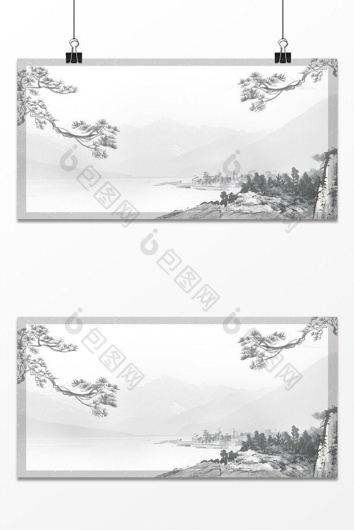 水墨画复古中国风山水背景