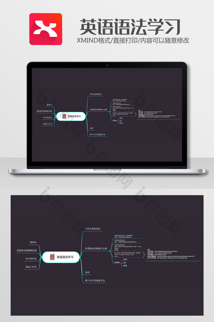 深邃风英语语法学习xmind模板