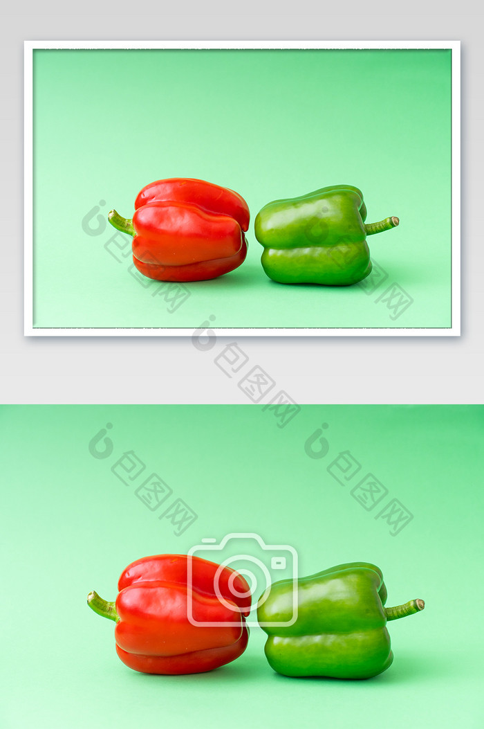 时尚前卫蔬菜青椒营养生气吵架桌面摄影图