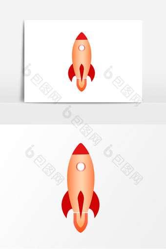 卡通风矢量红色火箭形象元素图片
