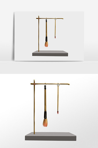 手绘古代教育学习毛笔架插画图片下载