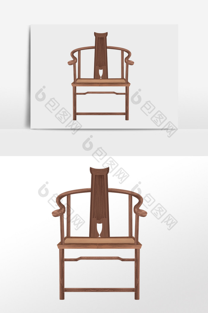 手绘古代教育学习太师椅插画