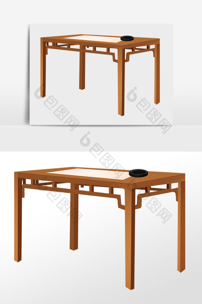 古代教育学习书桌插画图片