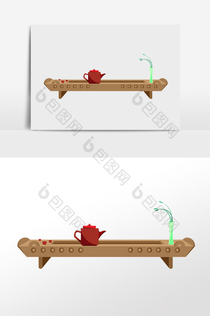 手绘中国风古风小茶桌插画