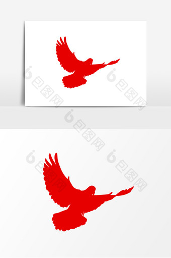 中国风卡通红色矢量鸽子剪影和平鸽元素图片