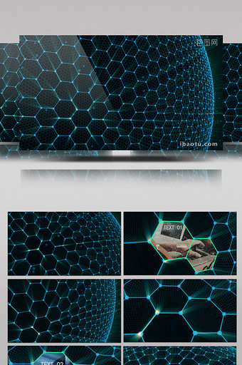科技感蜂巢网格粒子星球图文AE模板图片