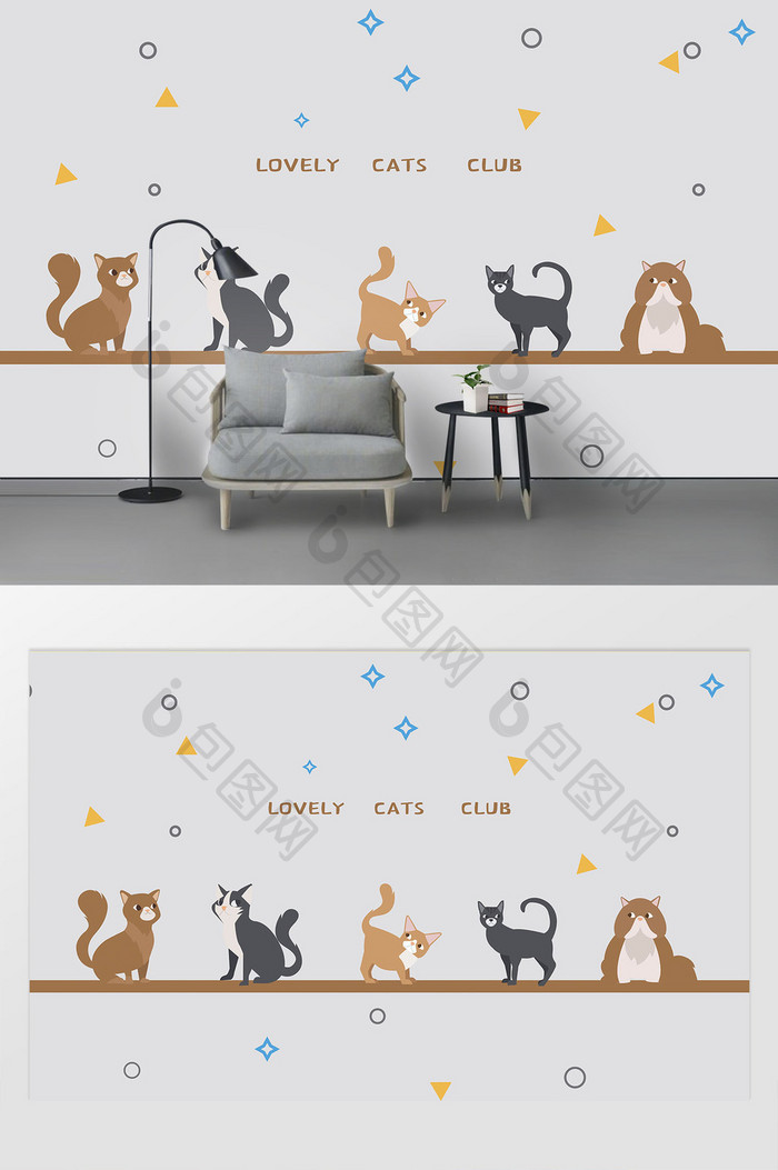 卡通可爱猫咪墙贴儿童贴画宝宝房间装饰贴纸