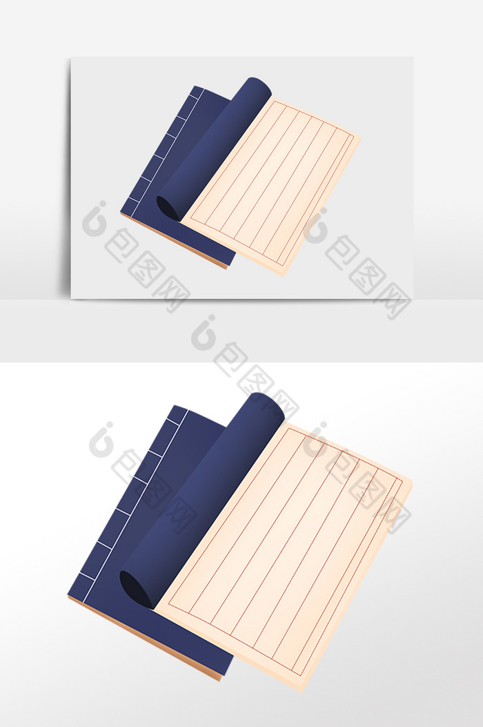 手绘古代国学教育书本插画图片