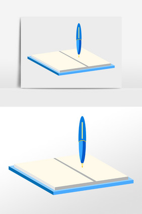 手绘教育学习用作业本圆珠笔插画