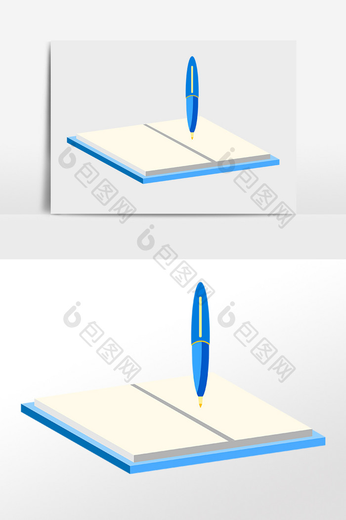 手绘教育学习用作业本圆珠笔插画