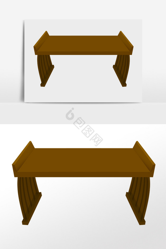 古代教育学习木桌子插画