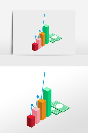手绘金融经济数据信息上升插画