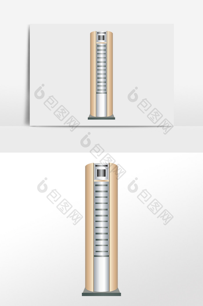 手绘日常生活电器柜机空调插画