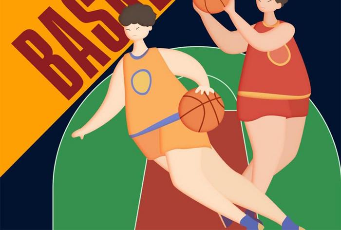 黄色体育运动篮球赛事推广海报模板
