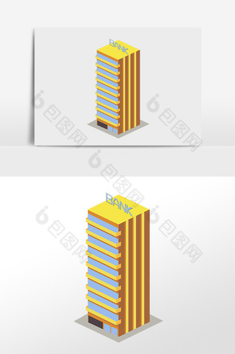 手绘经济商业建筑银行插画图片