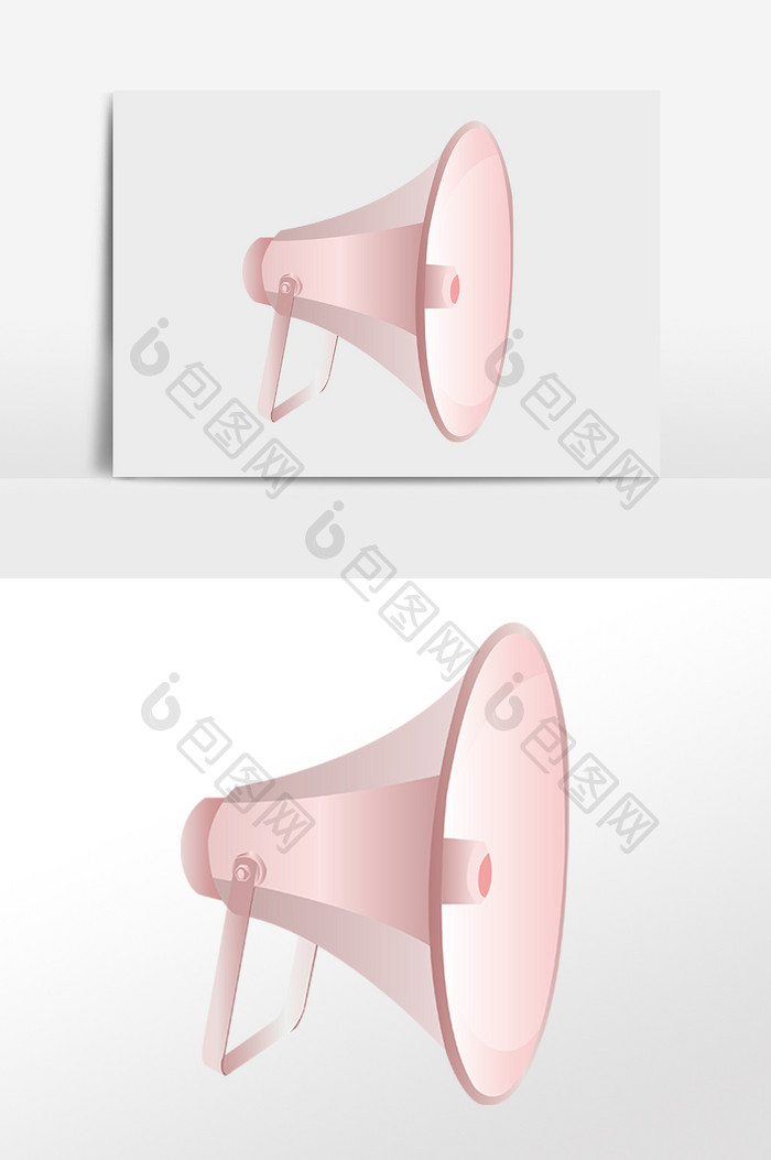 手绘呐喊粉色喇叭扩音器插画