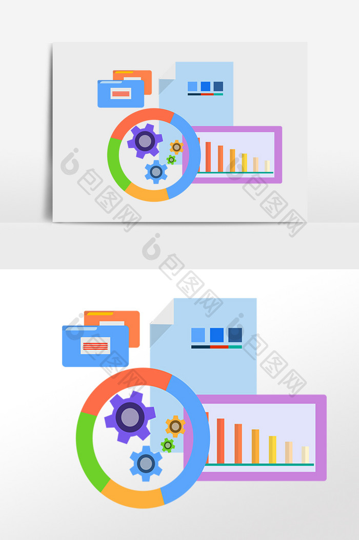 手绘商务科技办公数据信息插画