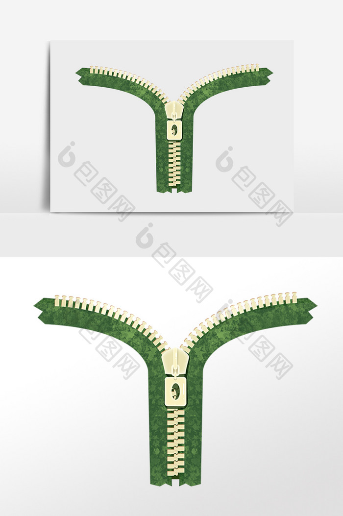 手绘衣服配件一条金属拉链插画