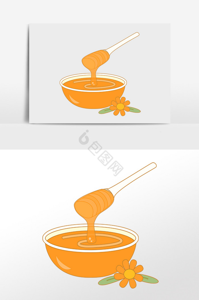 营养天然一碗花蜂蜜插画图片