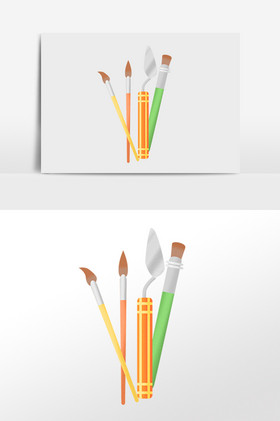 绘画工具画笔铲子插画