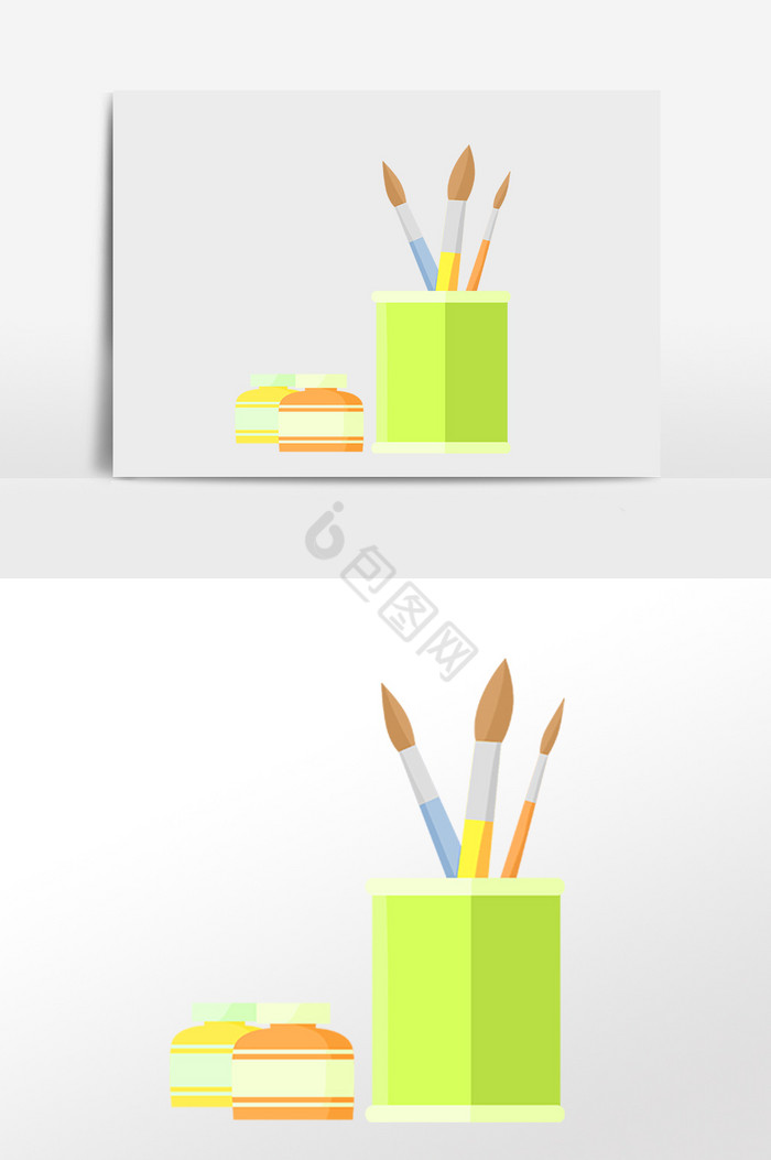绘画工具颜料盒画笔桶插画图片