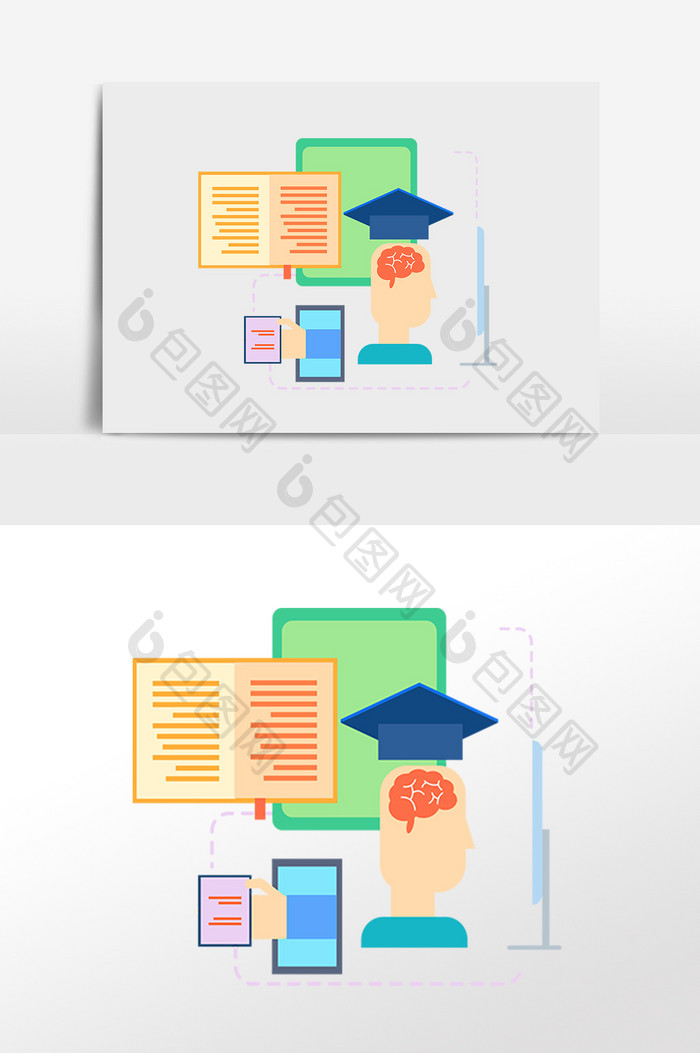 教育学习文具用品插画