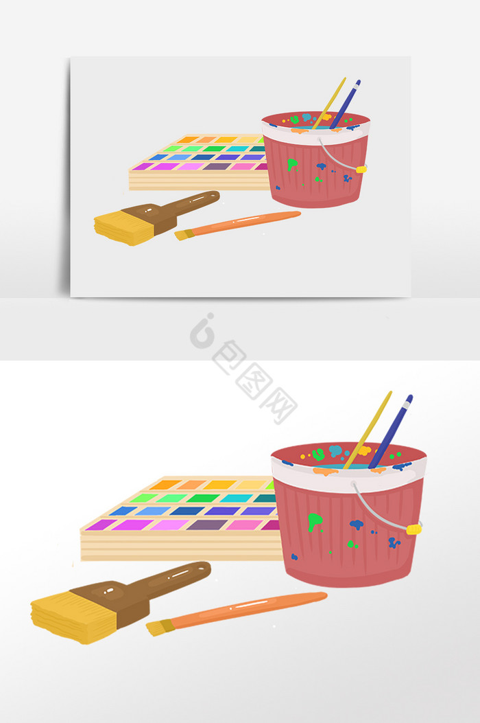 画画工具画笔笔刷颜料桶插画图片