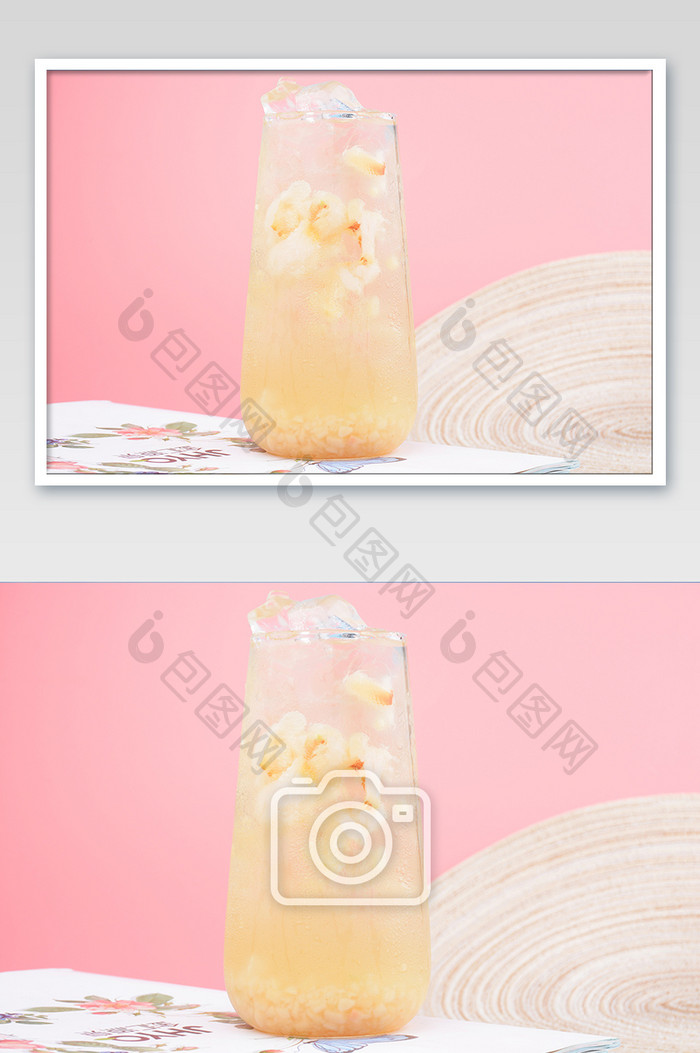 夏日美味的荔枝马蹄果果汁摄影图