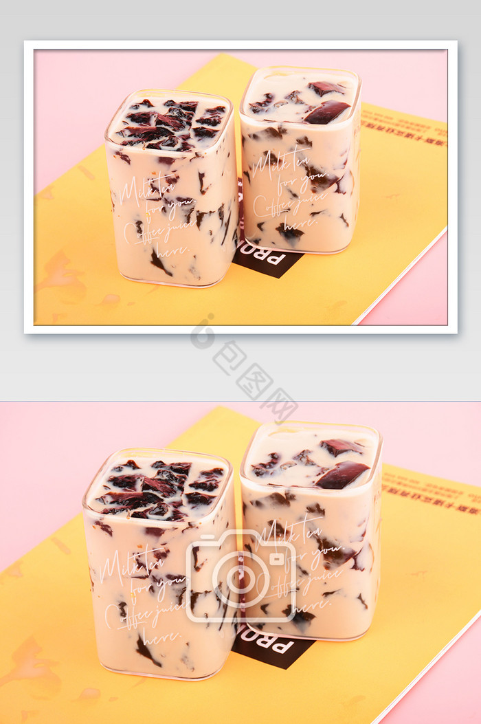 冰爽好美味的仙草冻奶茶奶摄影图图片