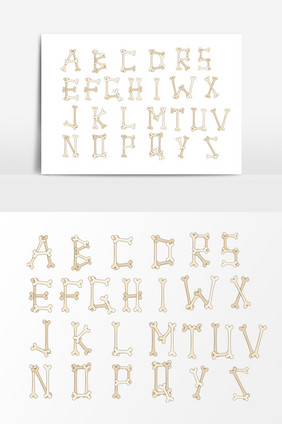 手绘骨头英文字母设计元素
