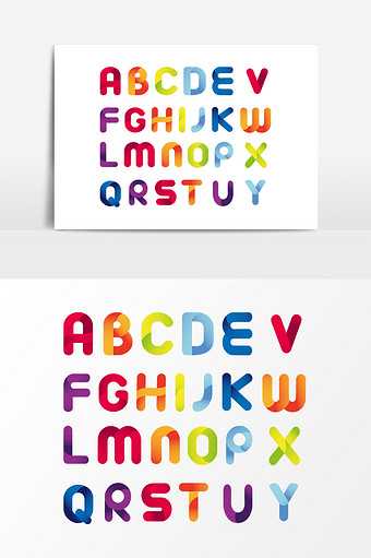 彩色英文字母渐变设计素材