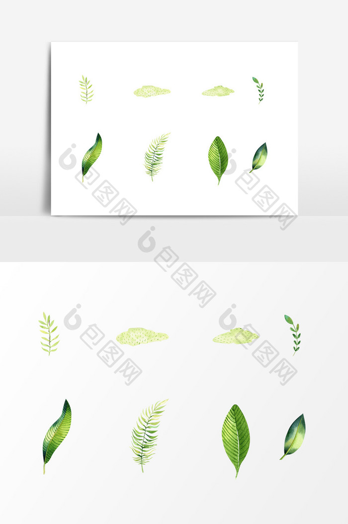 卡通绿色叶片植物设计元素