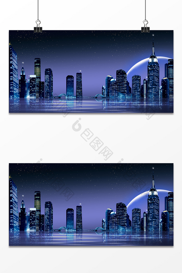 大气商务城市夜景城市剪影 背景下载 包图网