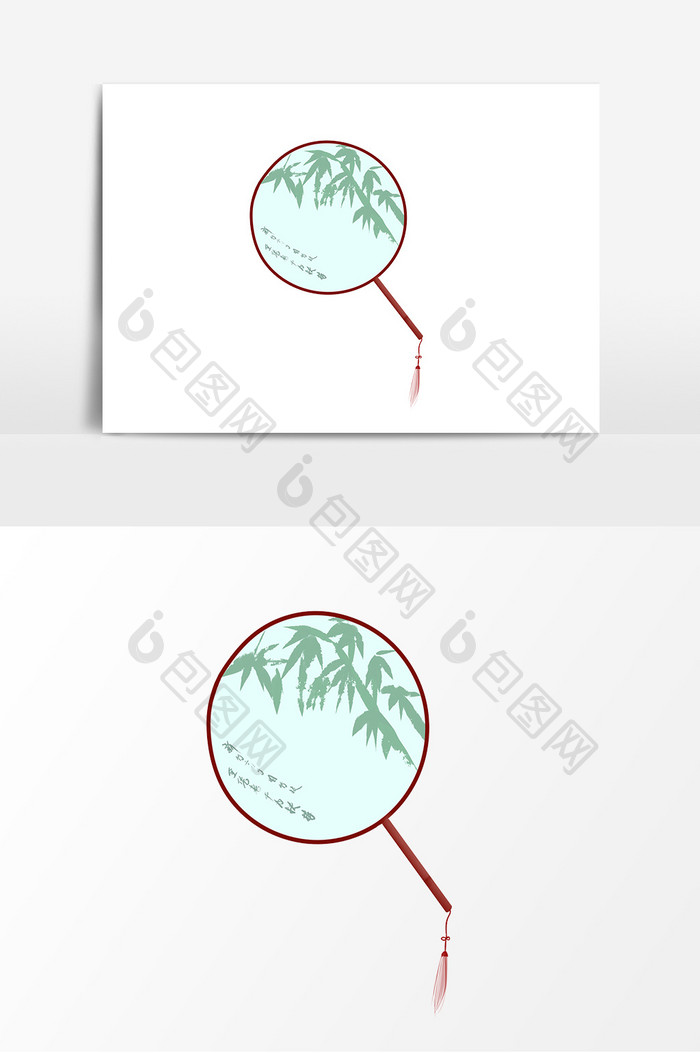 手绘小暑夏天扇子古风元素