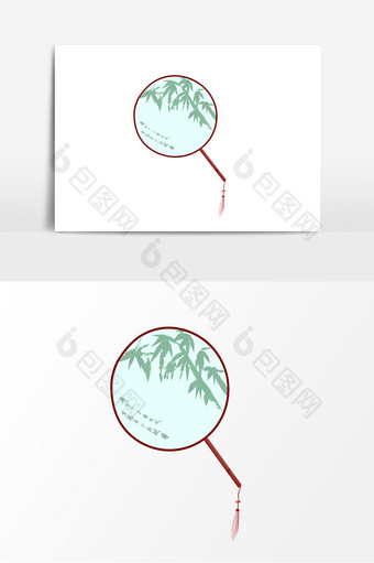 手绘小暑夏天扇子古风元素图片
