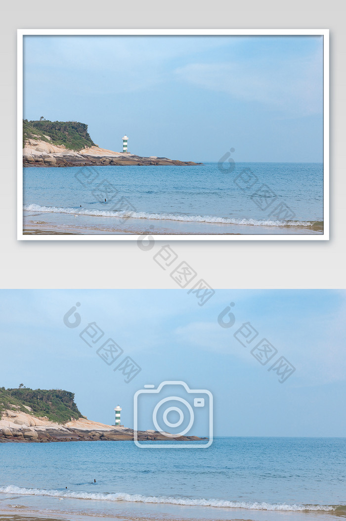 蓝色大海海景灯塔风景摄影图片