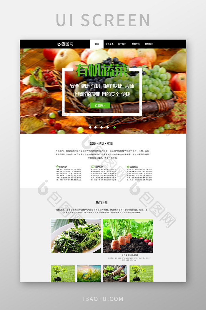绿色有机蔬菜UI网页界面